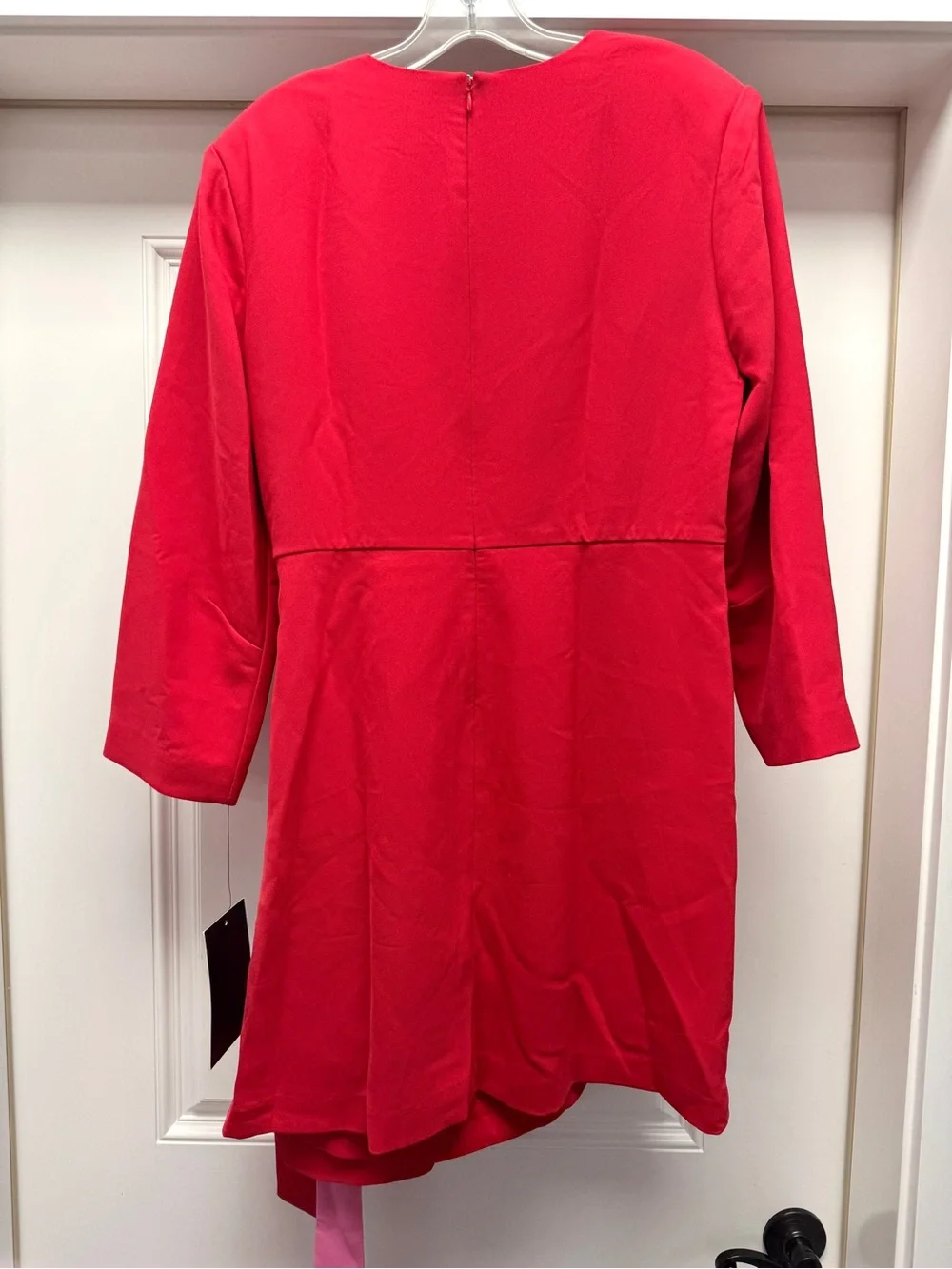 Tuckernuck Sienna Wrap Mini Dress Crepe Long Sleeve Poppy Red & Hot Pink XL NWT